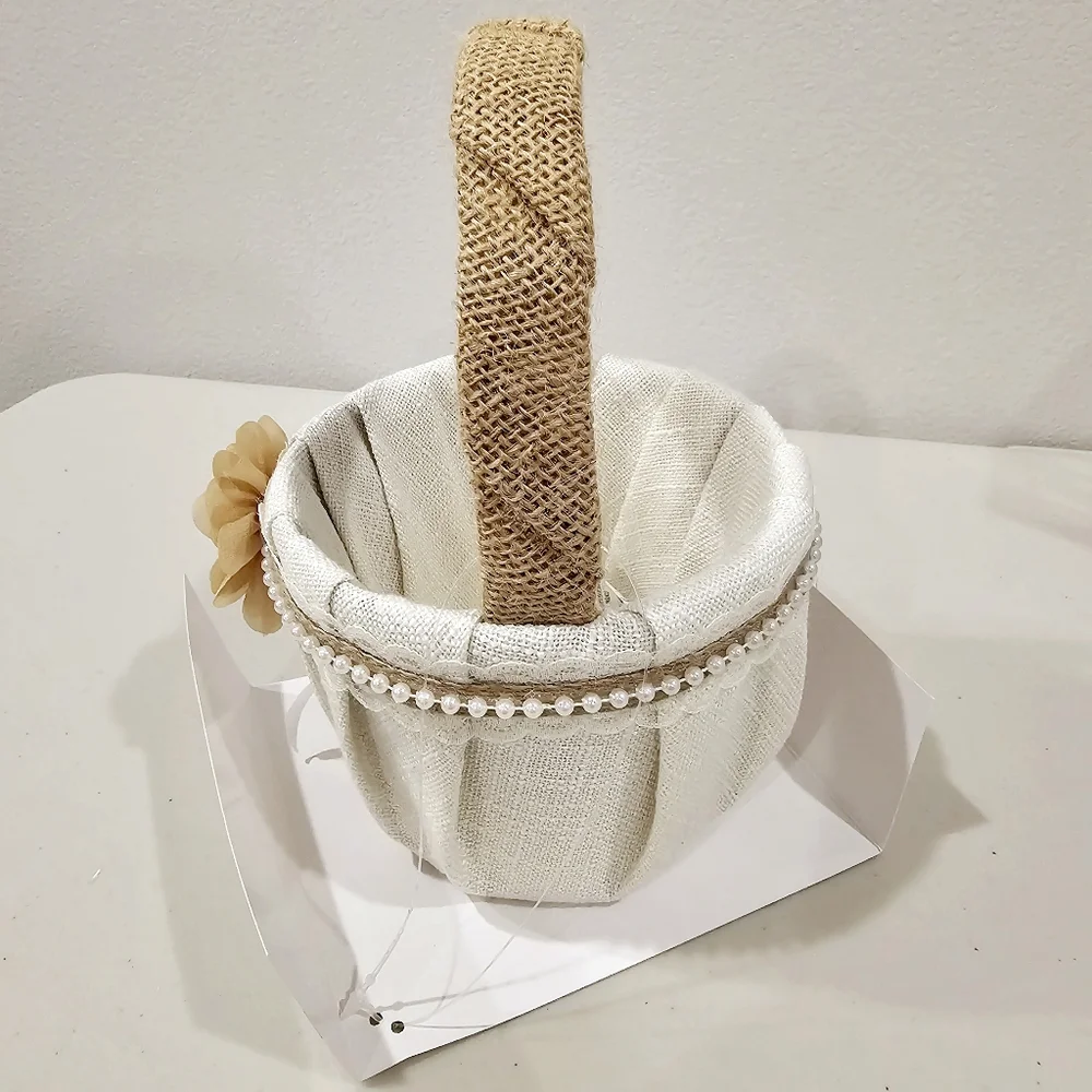 Wedding Flower Girl Basket Rustic